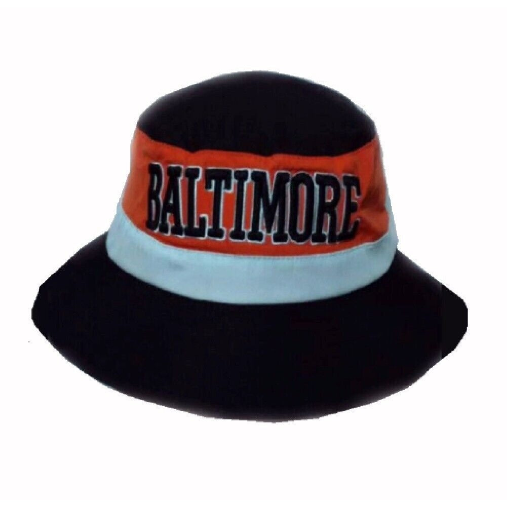 Baltimore Embroidered Name Orange White Bucket Sun Hat