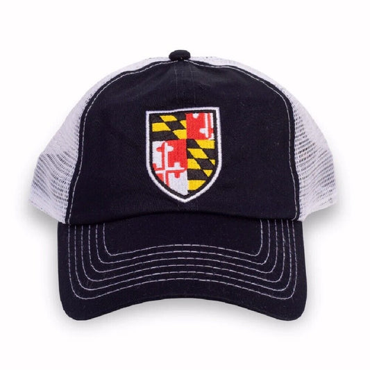 Maryland Flag Shield Mesh Back Embroidered Cap Hat