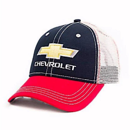 Chevrolet Chevy Embroidered Blue Red Mesh Cap Hat