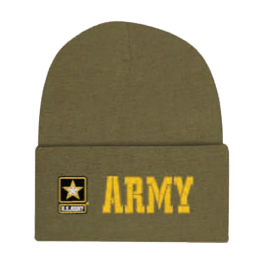 U.S. Army Emblem Green Cuffed Beanie Cap Hat