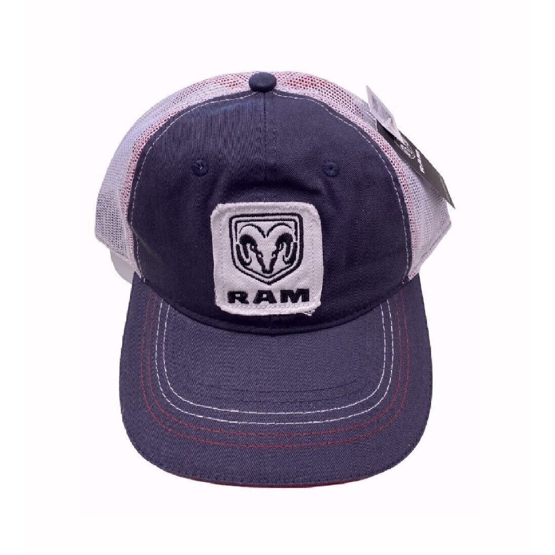 RAM Patch Navy Grey With Red Trim Mesh Back Cap Hat