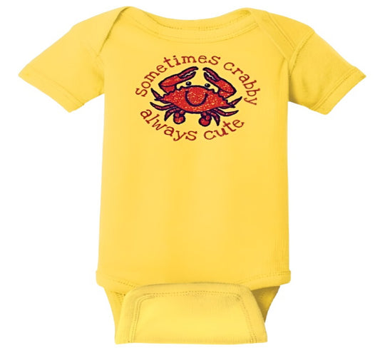 Sometimes Crabby Always Cute Baby Infant Jersey Romper One-Piece Snap Jumper Bodysuit