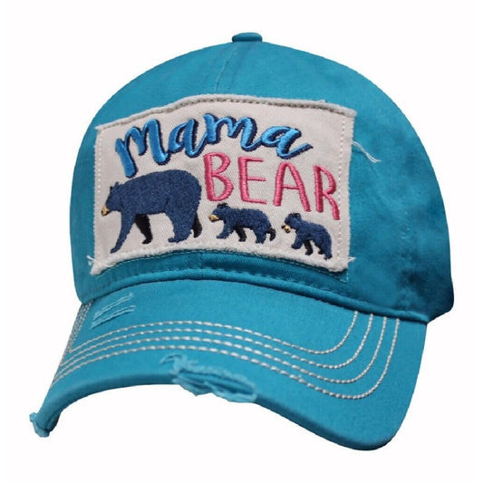 Mama Bear Distressed Style Solid Back Cap Hat