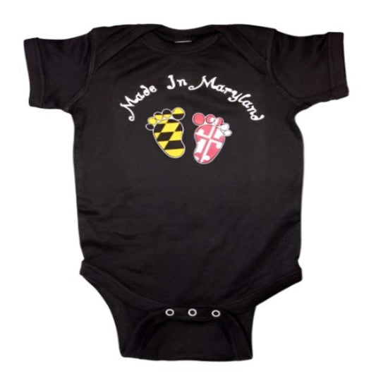Made In Maryland Black Baby Infant Jersey Romper One-Piece Snap Jumper Bodysuit