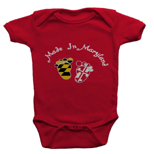 Made In Maryland Red Baby Infant Jersey Romper One-Piece Snap Jumper Bodysuit