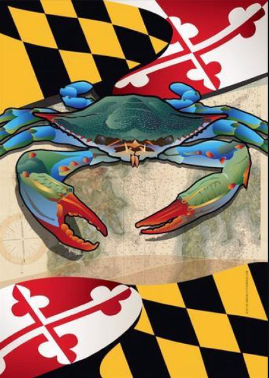 Maryland Flag And Blue Crab Garden Flag