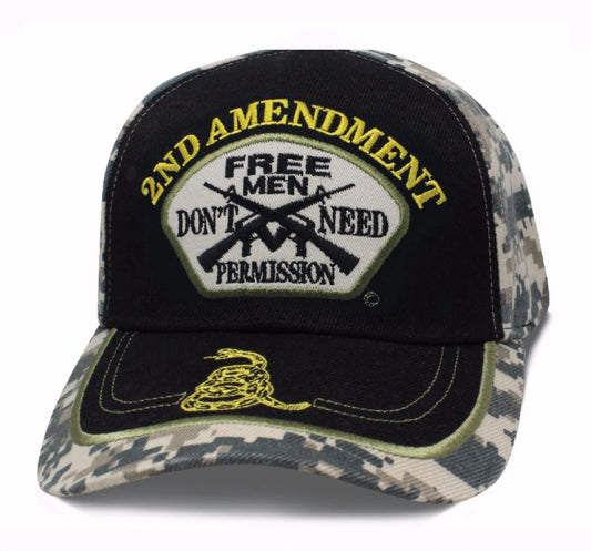 2nd Amendment Free Men Don’t Need Permission Digi Camo Cap Hat