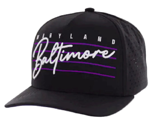 Baltimore Maryland Script Embroidered Mesh Snapback Cap Hat