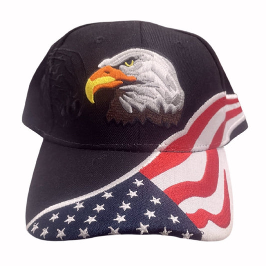 U.S.A. Flag and Eagle Patriotic Embroidered Cap Hat