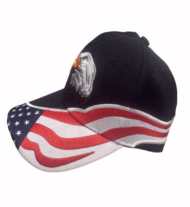U.S.A. Flag and Eagle Patriotic Embroidered Cap Hat