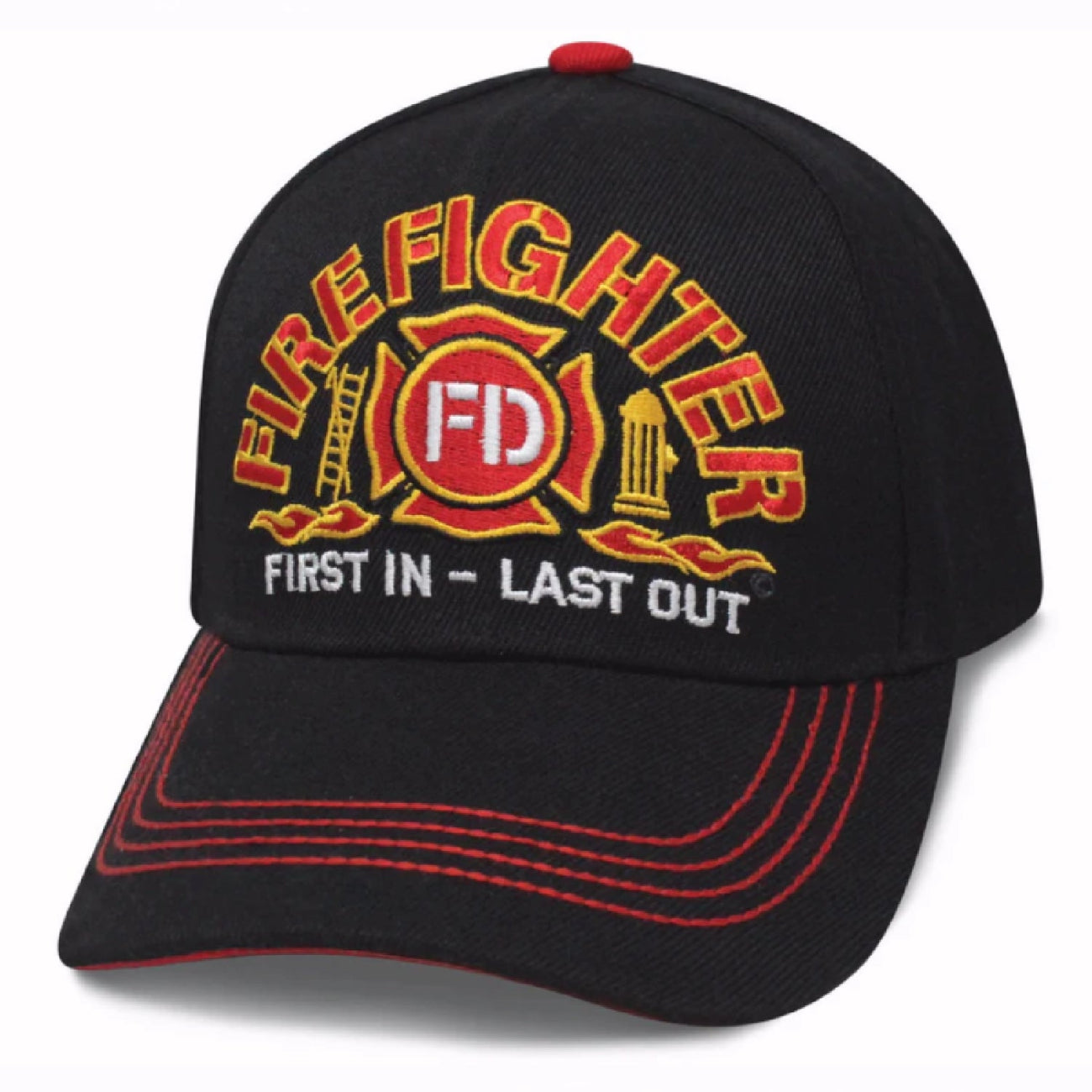 Firefighter First In Last Out Embroidered Cap Hat
