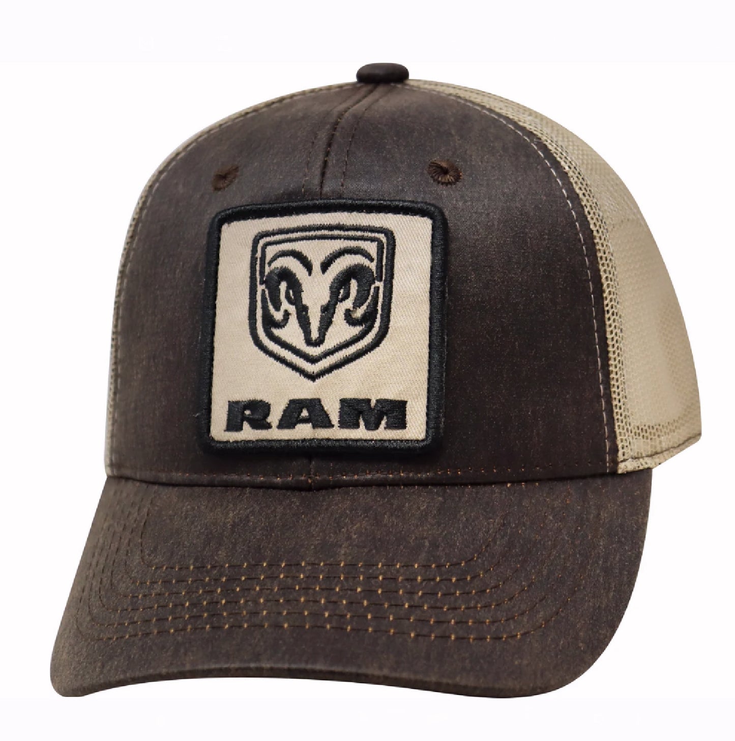 RAM Logo Embroidered Patch Brown Mesh Cap Hat