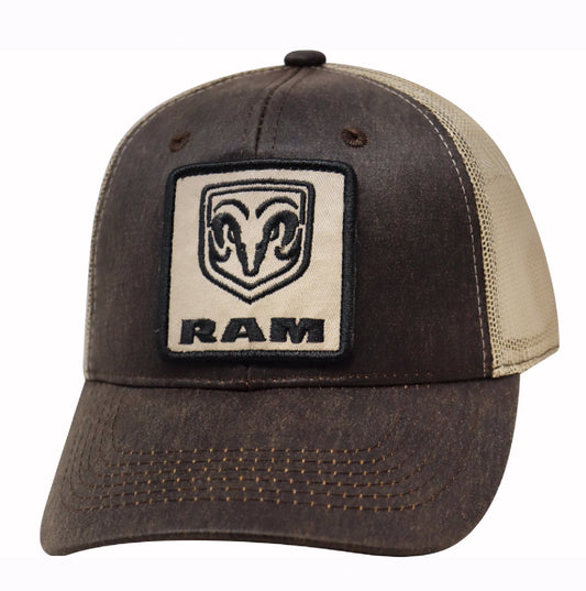 RAM Logo Embroidered Patch Brown Mesh Cap Hat