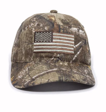 USA Flag Real Tree Camo Embroidered Cap Hat