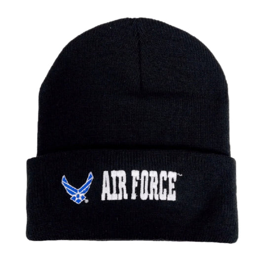 U.S. Air Force Emblem Black Cuffed Beanie Cap Hat
