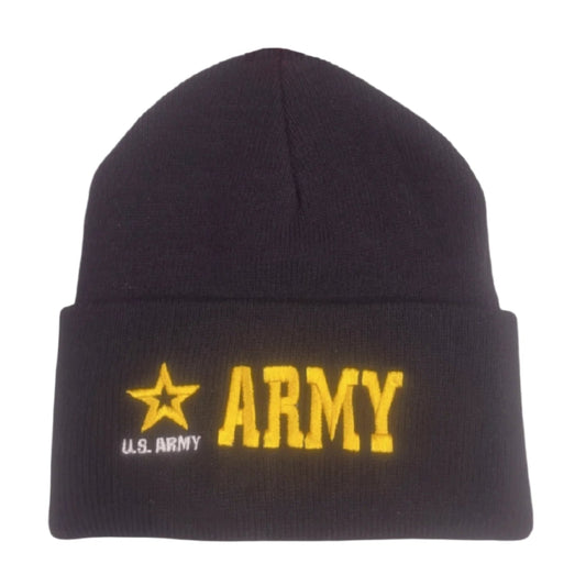 U.S. Army Emblem Black Cuffed Beanie Cap Hat