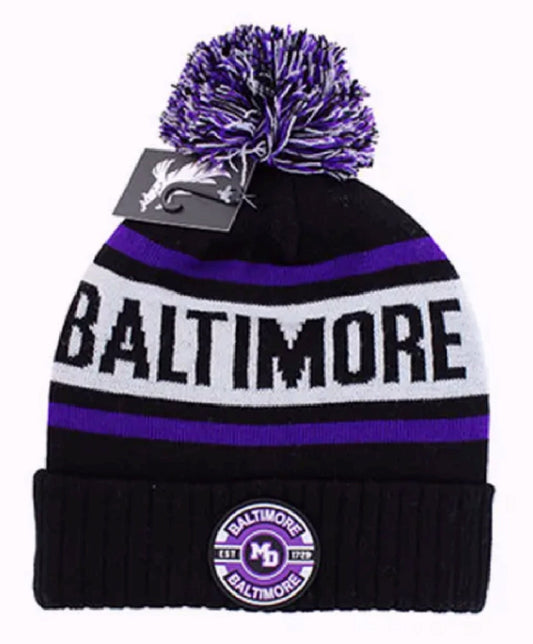 Baltimore Established 1729 Patch POM Beanie Cap