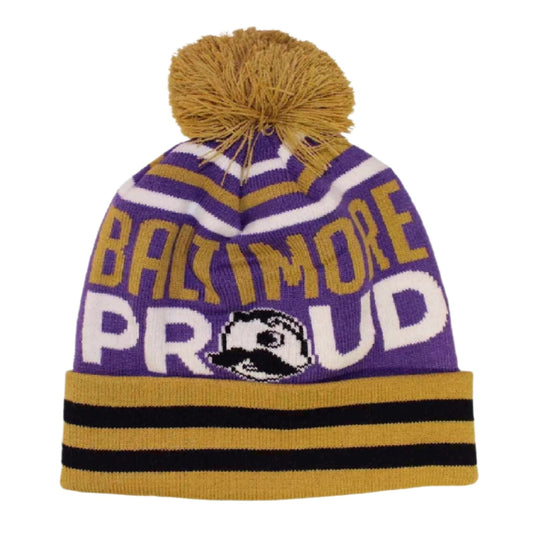 Baltimore Proud Natty Boh National Bohemian Beer POM Beanie Cap