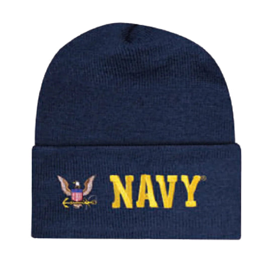 U.S. Navy Emblem Blue Cuffed Beanie Cap Hat