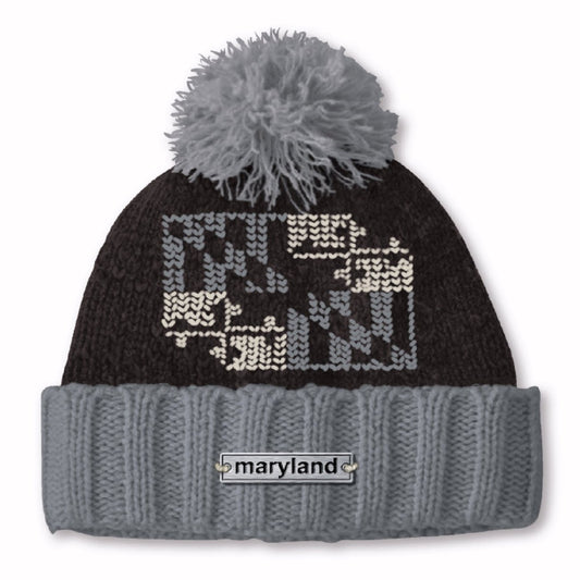 Maryland Flag Vintage Knit Pom Beanie Cap Hat