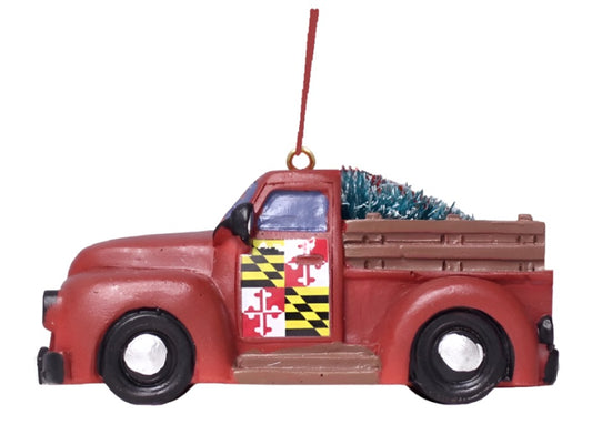 Maryland Flag Truck With Holiday Tree Ornament