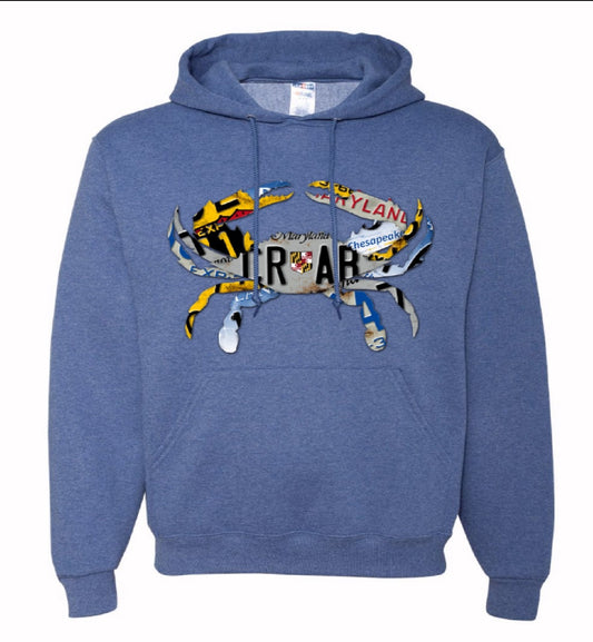 Maryland Crab License Plate Pullover Hoodie