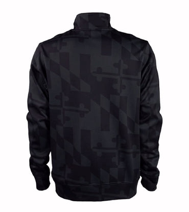 Maryland Ghosted Flag Quarter Zippered Pocketed Black Pullover Jacket