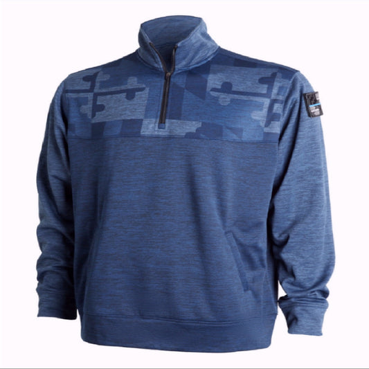 Maryland Flag Tribute Quarter Zippered Pocketed Blue Pullover Jacket