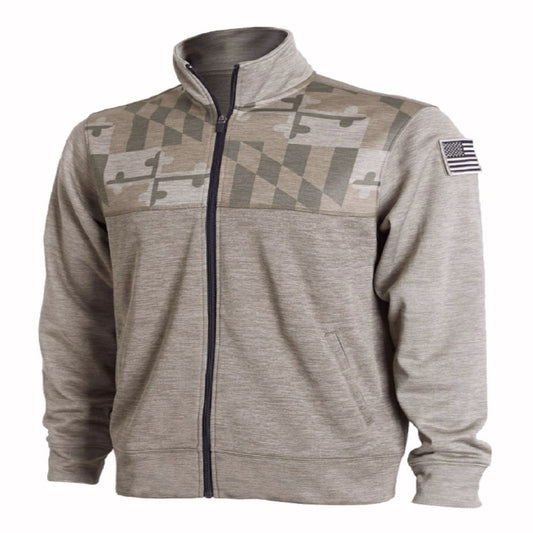 Maryland Flag Tribute Full Zippered Pocketed Olive Jacket