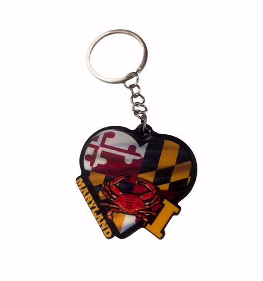 I Love Maryland 3-D Diecut Ring Keychain