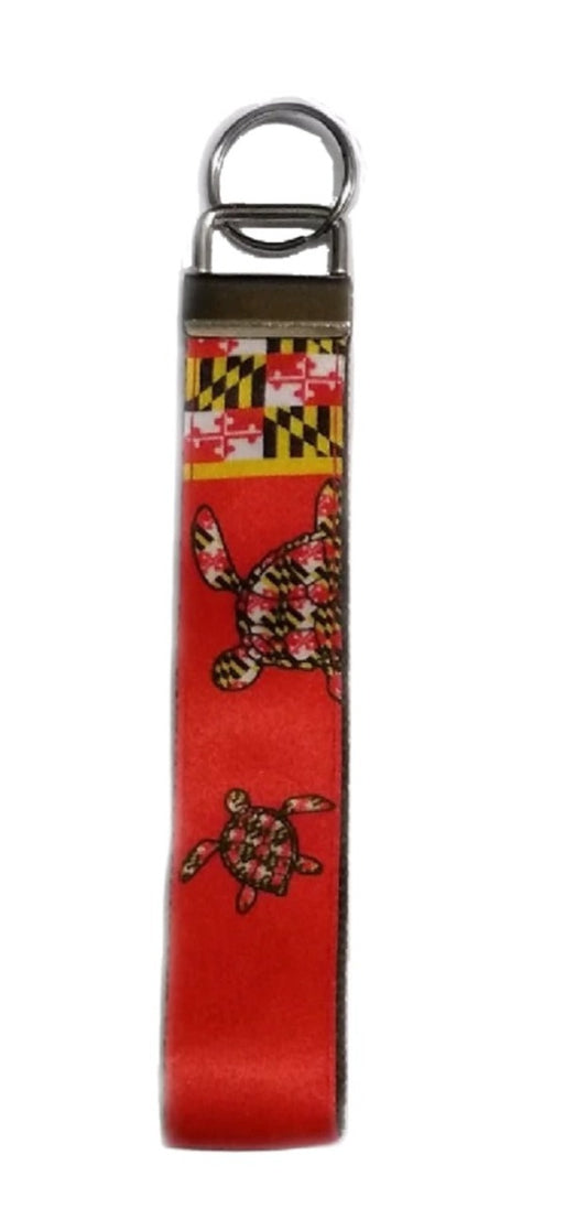 Maryland Flag And Turtles Keyring Keychain Mini Lanyard