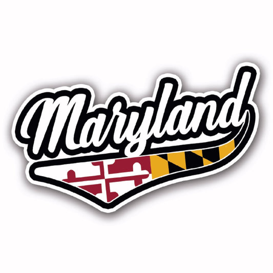 Maryland Flag Script Lettered Die Cut Car Refrigerator Magnet