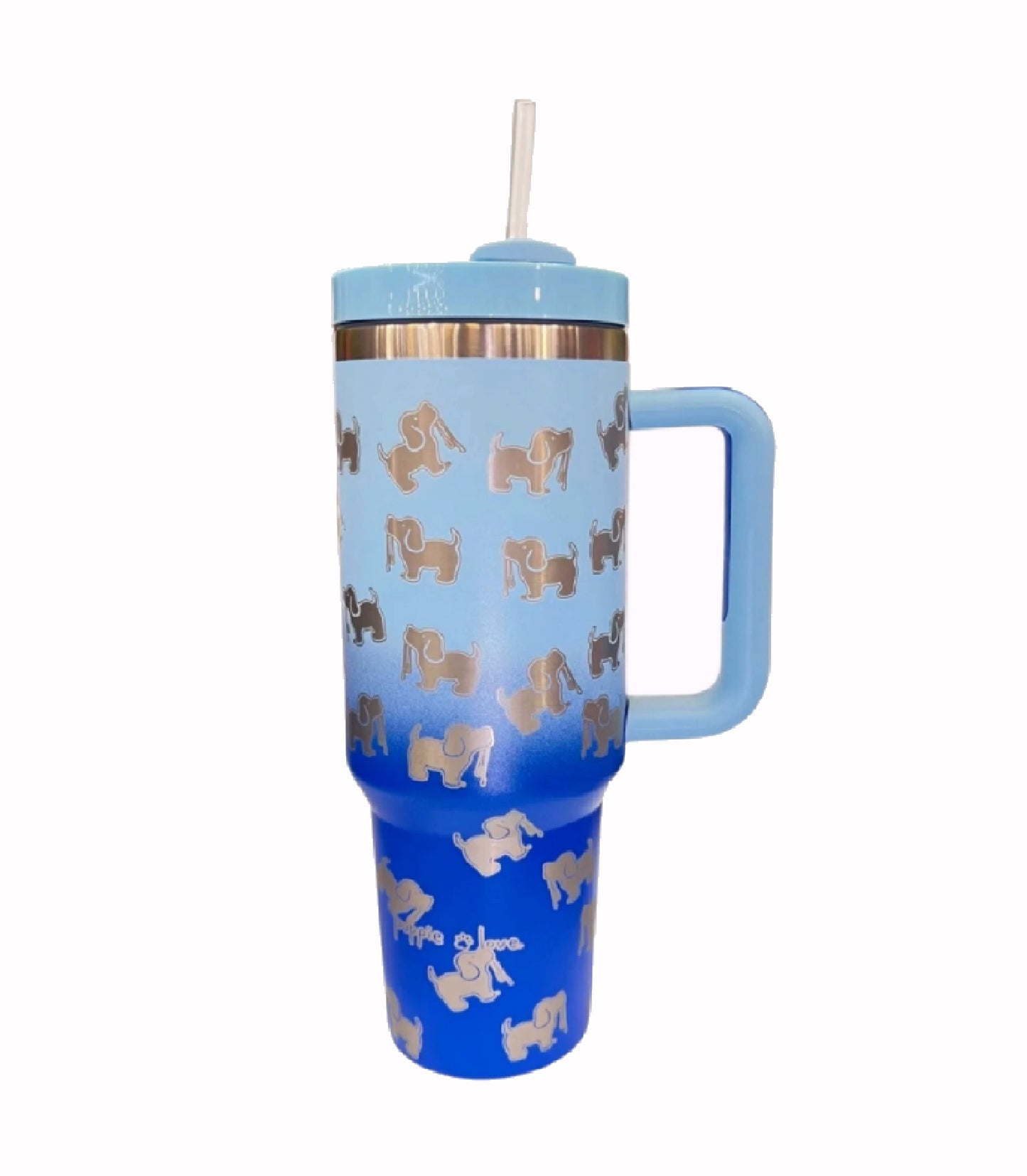 Puppie Love Dog 40 ounce Multi Blue Stainless Steel Travel Tumbler