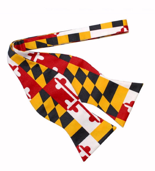Maryland Flag Bow Necktie Manual Self Tied