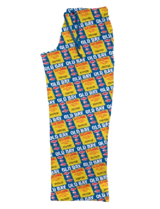 Old Bay Jersey Can Pattern Yellow/Blue Lounge Pants Pajamas