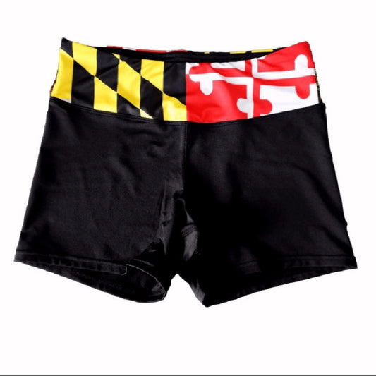 Route One Maryland Flag Women’s Work Out Stretch Shorts