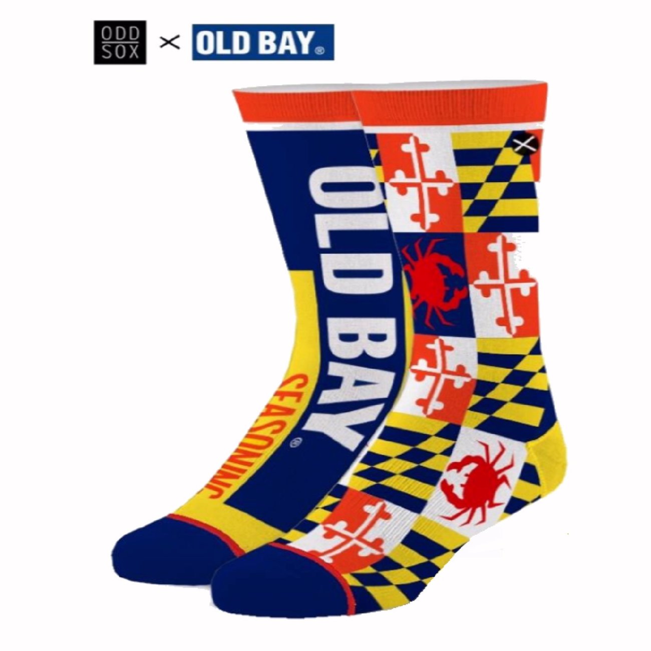 Old Bay Maryland Flag Split Style Athletic Crew Socks