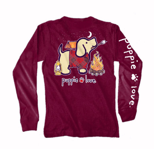 Puppie Love Dog Camping Pup and Toasted Marshmallows Long Sleeve T-Shirt Sweatshirt