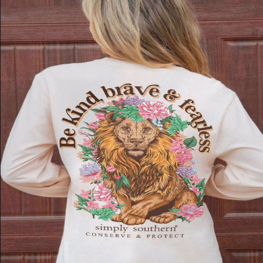 Simply Southern Be Kind, Brave & Fearless Long Sleeve T-Shirt Crew Top
