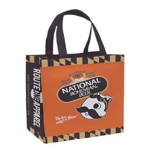 Natty Boh National Bohemian Beer Orange Market Tote Reusable Shopping Bag