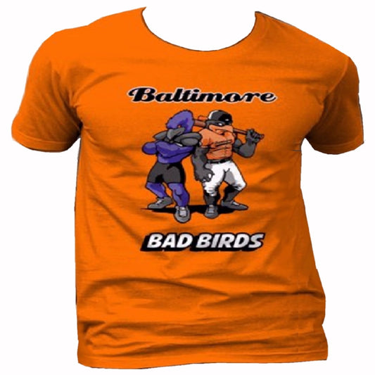 Baltimore Bad Birds Sport Teams Orange Baseball Short Sleeve T-Shirt