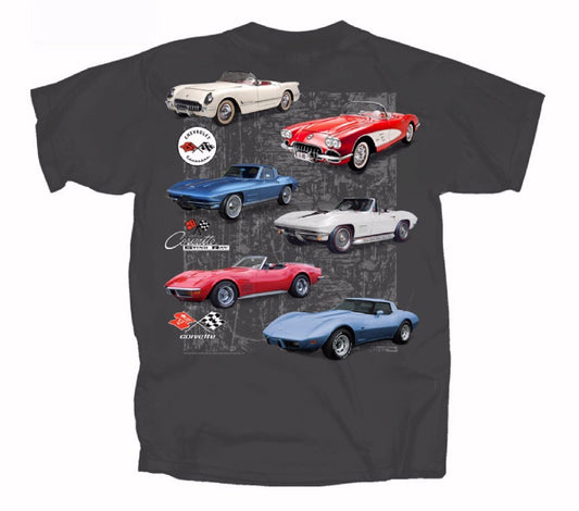 Chevy Chevrolet Corvette Collection Red White and Blue Short Sleeve T-Shirt