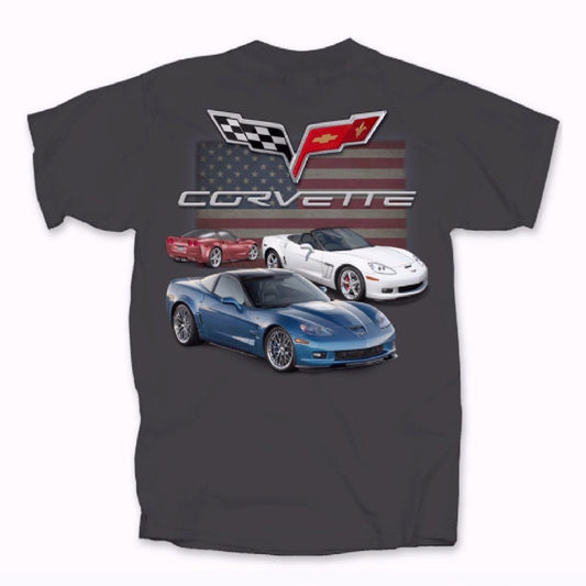 Chevy Chevrolet Corvette C6 U.S. Flag Short Sleeve T-Shirt