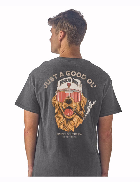 Simply Southern Just a Good Ol’ ‘Merican Dude Dog with Cigar Short Sleeve T-Shirt