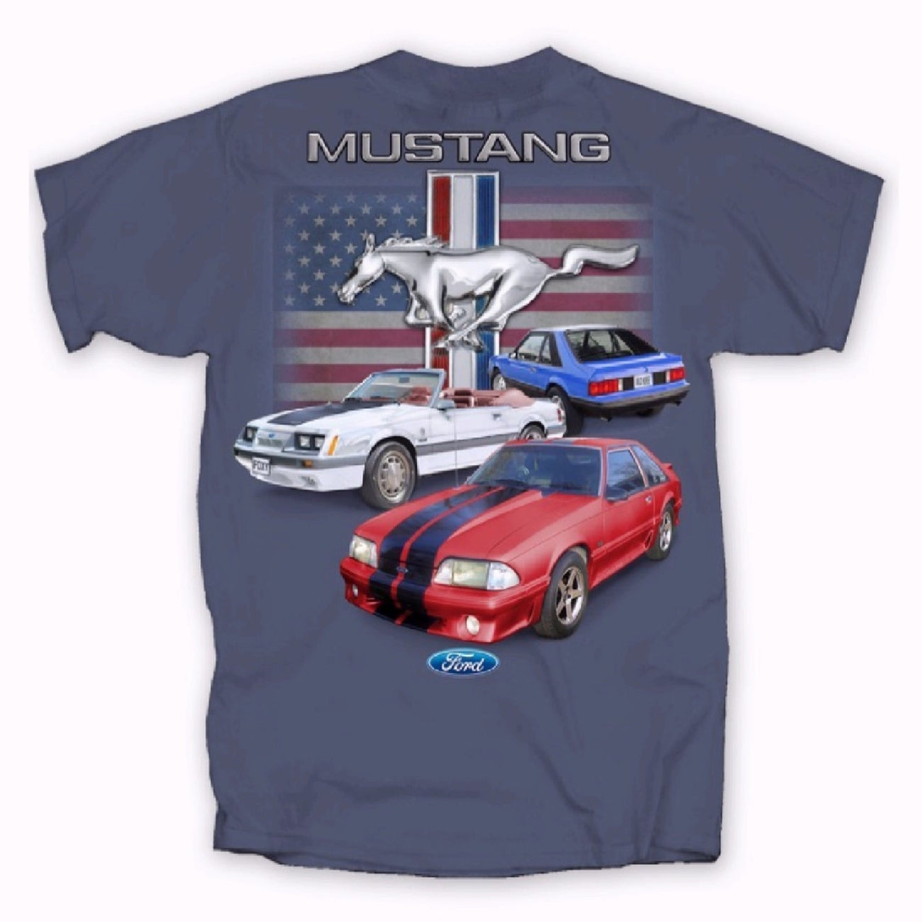Ford Mustang Fox Body U.S. Flag Short Sleeve T-Shirt