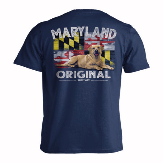 Maryland Faded Flag Dog Lab Short Sleeve T-Shirt