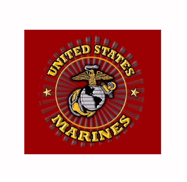 U.S. Marines USMC Shield Logo Burst Red Short Sleeve T-Shirt