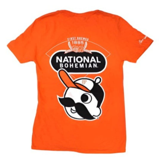 Natty Boh National Bohemian Beer Orange Baseball Short Sleeve T-Shirt