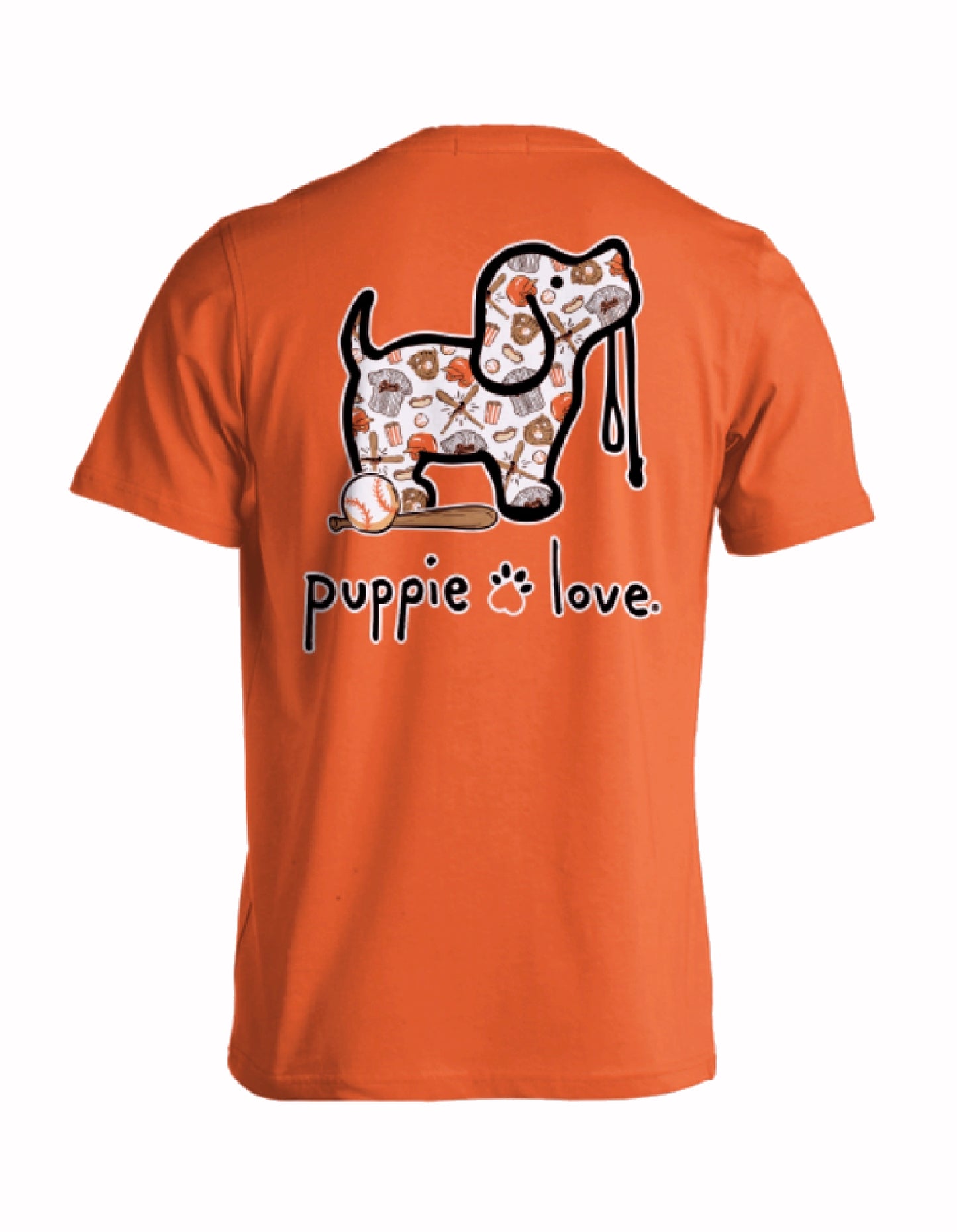 Puppie Love Dog Baseball Pup Orange Short Sleeve T-Shirt