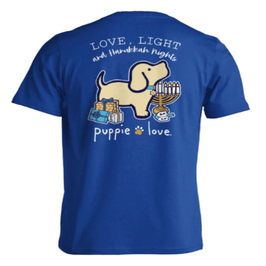 Puppie Love Youth Dog Love Light And Hanukkah Chanukah Nights Short Sleeve T-Shirt